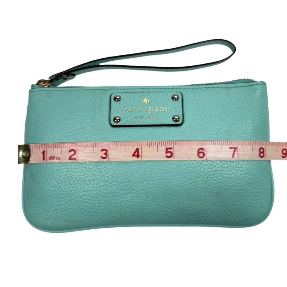 KATE SPADE | Wristlet Top Zip Teal Pebbled Leather Classic Preppy Vacation